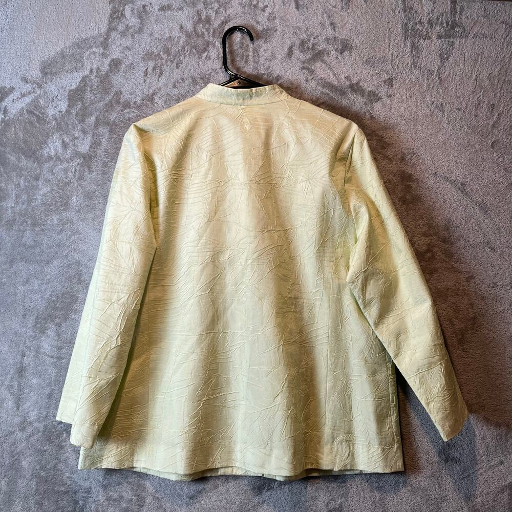 Eileen Fisher Green Crinkled Jacket Women's‎ Size Large Silk New - Picture 3 of 6